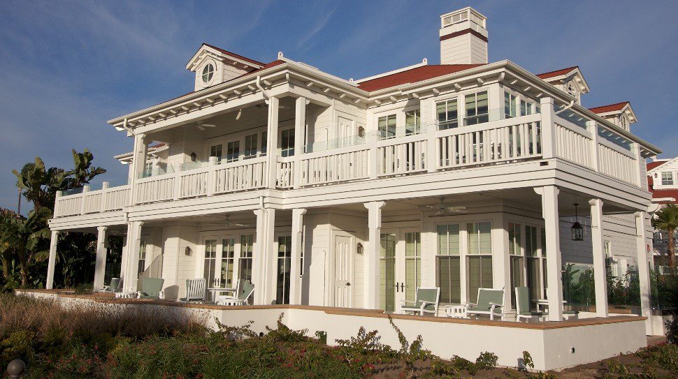Two-level seaside home with wraparound balcony