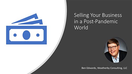 Business selling post-pandemic presentation slide.